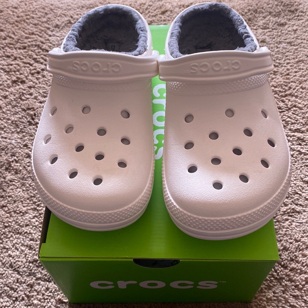 Classic Fuzzy Lined Clog White Crocs - image 1